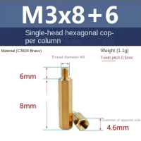 Brass standoff, 3mm thread (8mm base + 6mm thread)